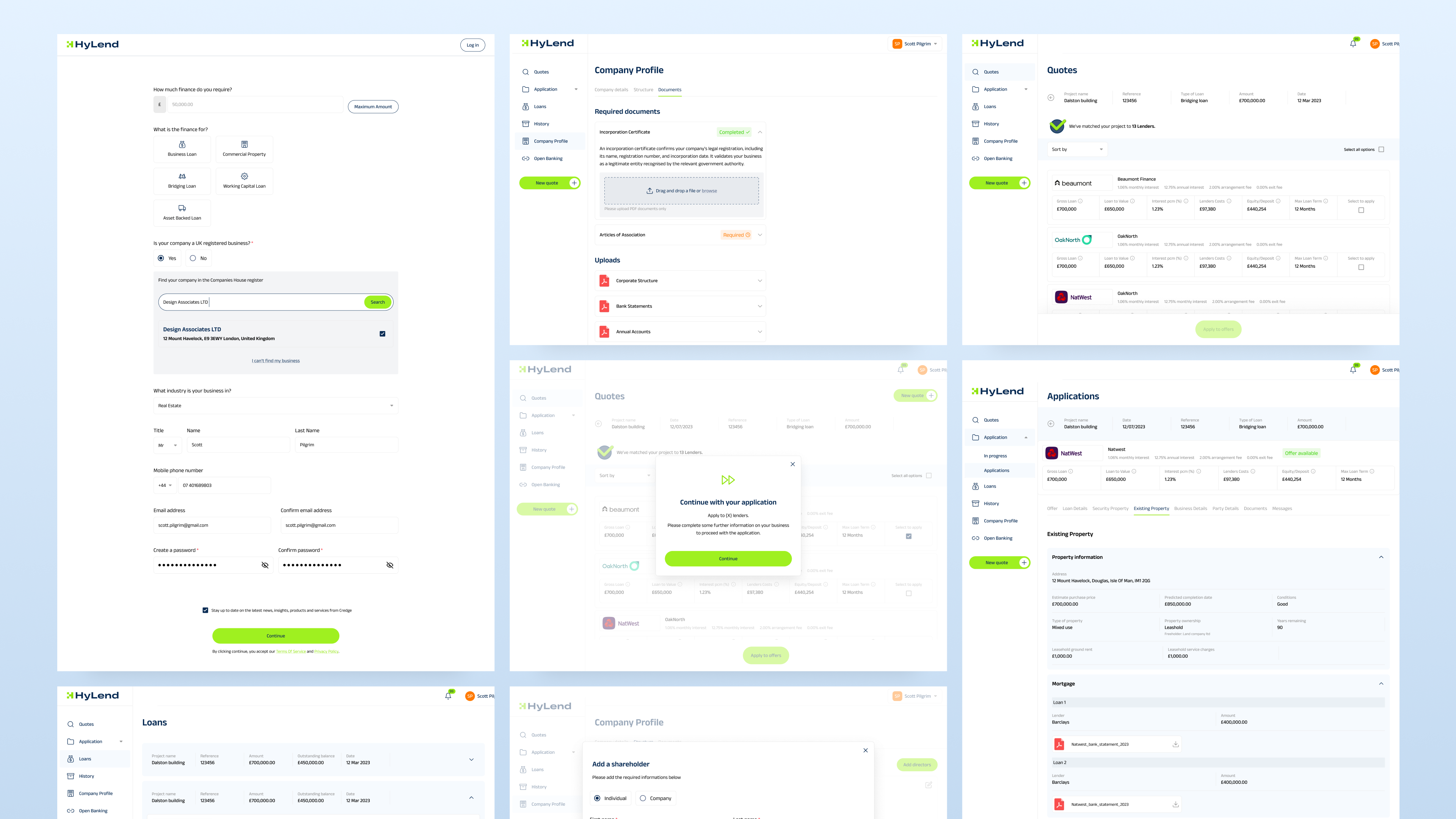 Borrower platform UI